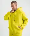 ERKEK 3 İplik Pamuklu Oversize Kapşonlu SweatShirt Hoodie - Sarı