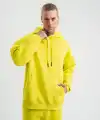 ERKEK 3 İplik Pamuklu Oversize Kapşonlu SweatShirt Hoodie - Sarı