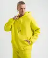 ERKEK 3 İplik Pamuklu Oversize Kapşonlu SweatShirt Hoodie - Sarı