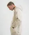 ERKEK  3 iplik Pamuklu Oversize Kapşonlu Yıkamalı SweatShirt Hoodie - Krem