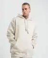 ERKEK  3 iplik Pamuklu Oversize Kapşonlu Yıkamalı SweatShirt Hoodie - Krem