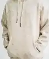 ERKEK  3 iplik Pamuklu Oversize Kapşonlu Yıkamalı SweatShirt Hoodie - Krem