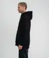 Erkek 3 İplik Pamuklu Oversize Kapüşonlu Nakışlı Hoodie SweatShirt - Siyah