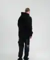 Erkek 3 İplik Pamuklu Oversize Kapüşonlu Nakışlı Hoodie SweatShirt - Siyah