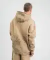 ERKEK 3 iplik Pamuklu Oversize Kapüşonlu Yıkamalı Hoodie SweatShirt - Bej