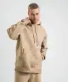 ERKEK 3 iplik Pamuklu Oversize Kapüşonlu Yıkamalı Hoodie SweatShirt - Bej