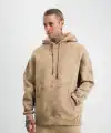 ERKEK 3 iplik Pamuklu Oversize Kapüşonlu Yıkamalı Hoodie SweatShirt - Bej