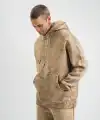 ERKEK 3 iplik Pamuklu Oversize Kapüşonlu Yıkamalı Hoodie SweatShirt - Bej