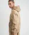 ERKEK 3 iplik Pamuklu Oversize Kapüşonlu Yıkamalı Hoodie SweatShirt - Bej