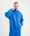 ERKEK 3 İplik Pamuklu Oversize Kapüşonlu Yıkamalı Hoodie SweatShirt - Mavi