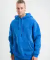 ERKEK 3 İplik Pamuklu Oversize Kapüşonlu Yıkamalı Hoodie SweatShirt - Mavi