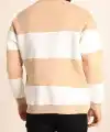 Erkek 3 iplik pamuklu Parçalı Bisiklet Yaka SweatShirt - Bej