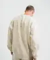 Erkek 3 İplik Pamuklu Yağ Yıkamalı Bisiklet Yaka Sweatshirt Oversize Hoodie - Krem