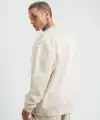 Erkek 3 İplik Pamuklu Yağ Yıkamalı Bisiklet Yaka Sweatshirt Oversize Hoodie - Krem