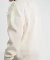 Erkek 3 İplik Pamuklu Yağ Yıkamalı Bisiklet Yaka Sweatshirt Oversize Hoodie - Krem