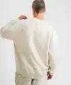 Erkek 3 İplik Pamuklu Yağ Yıkamalı Bisiklet Yaka Sweatshirt Oversize Hoodie - Krem