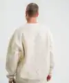 Erkek 3 İplik Pamuklu Yağ Yıkamalı Bisiklet Yaka Sweatshirt Oversize Hoodie - Krem