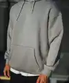 Erkek 3 İplik Penye Kapüşonlu Basic SweatShirt Hoodie - Boyalı Gri