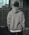 Erkek 3 İplik Penye Kapüşonlu Basic SweatShirt Hoodie - Boyalı Gri