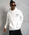 Erkek 98 Baskılı Kapşonlu 3 iplik pamuklu Sweatshirt hoodie - Beyaz