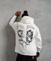 Erkek 98 Baskılı Kapşonlu 3 iplik pamuklu Sweatshirt hoodie - Beyaz