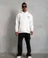 Erkek 98 Baskılı Kapşonlu 3 iplik pamuklu Sweatshirt hoodie - Beyaz
