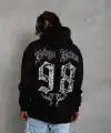Erkek 98 Baskılı Kapüşonlu 3 iplik pamuklu hoodie Sweatshirt - Siyah