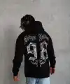Erkek 98 Baskılı Kapüşonlu 3 iplik pamuklu hoodie Sweatshirt - Siyah