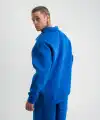Erkek Açık Yakalı Oversize 3 İplik Pamuklu Sweatshirt - Mavii
