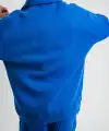 Erkek Açık Yakalı Oversize 3 İplik Pamuklu Sweatshirt - Mavii