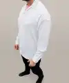 Erkek Aerobin Kumaş Oversize 4 Mevsim Uzun Kollu Rahat Kalıp Gömlek - Beyaz