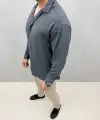Erkek Aerobin Kumaş Oversize 4 Mevsim Uzun Kollu Rahat Kalıp Gömlek - Füme