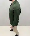 Erkek Aerobin Kumaş Oversize 4 Mevsim Uzun Kollu Rahat Kalıp Gömlek - Haki