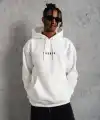 Erkek Astronot Baskılı Kapüşonlu Sweat - Beyaz