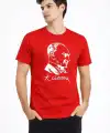Erkek Atatürk Baskılı Tişört Kısa Kollu Bisiklet Yaka T-Shirt - Kırmızı
