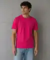 Erkek Basic Pamuklu Tişört Bisiklet Yaka Düz Renk Regular Fit T-Shirt - Fuşya