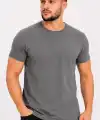 Erkek Basic Tişört Bisiklet Yaka Kısa Kol Günlük Yazlık Slim fit T-Shirt - Antrasit