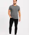 Erkek Basic Tişört Bisiklet Yaka Kısa Kol Günlük Yazlık Slim fit T-Shirt - Antrasit