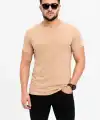 Erkek Basic Tişört Bisiklet Yaka Kısa Kol Günlük Yazlık Slim fit T-Shirt - Bej