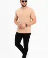 Erkek Basic Tişört Bisiklet Yaka Kısa Kol Günlük Yazlık Slim fit T-Shirt - Bej