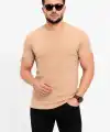 Erkek Basic Tişört Bisiklet Yaka Kısa Kol Günlük Yazlık Slim fit T-Shirt - Bej
