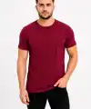 Erkek Basic Tişört Bisiklet Yaka Kısa Kol Günlük Yazlık Slim fit T-Shirt - Bordo