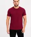 Erkek Basic Tişört Bisiklet Yaka Kısa Kol Günlük Yazlık Slim fit T-Shirt - Bordo