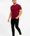 Erkek Basic Tişört Bisiklet Yaka Kısa Kol Günlük Yazlık Slim fit T-Shirt - Bordo