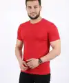 Erkek Basic Tişört Bisiklet Yaka Kısa Kol Günlük Yazlık Slim fit T-Shirt - Kırmızı