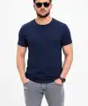 Erkek Basic Tişört Bisiklet Yaka Kısa Kol Günlük Yazlık Slim fit T-Shirt - Lacivert