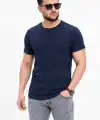 Erkek Basic Tişört Bisiklet Yaka Kısa Kol Günlük Yazlık Slim fit T-Shirt - Lacivert