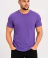 Erkek Basic Tişört Bisiklet Yaka Kısa Kol Günlük Yazlık Slim fit T-Shirt - Mor