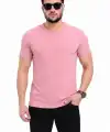 Erkek Basic Tişört Bisiklet Yaka Kısa Kol Günlük Yazlık Slim fit T-Shirt - Pembe