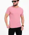 Erkek Basic Tişört Bisiklet Yaka Kısa Kol Günlük Yazlık Slim fit T-Shirt - Pembe